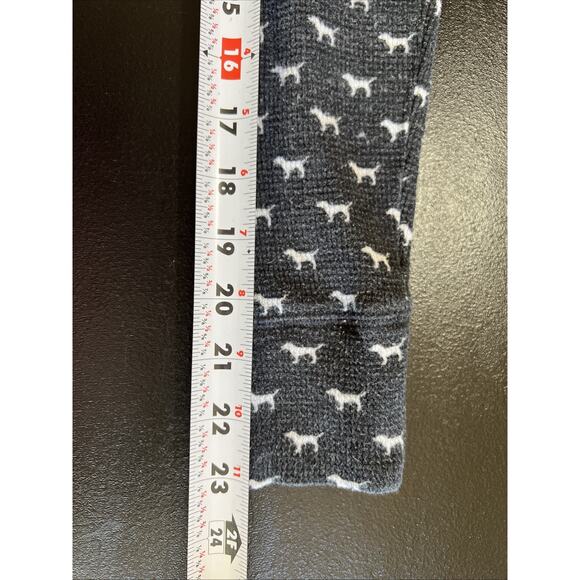 Victoria Secret Sleep Shirt XS Grey Dog Print Waffle Henley PINK Bling Sequins - Picture 12 of 12